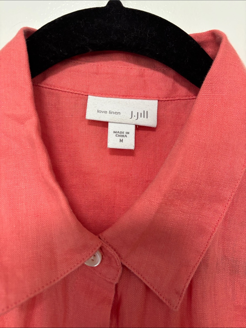 J. Jill Coral Linen Button-Front Shirt tunic length or Beach Coverup